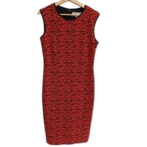 Philosophy sleeveless red black texture sheath dress